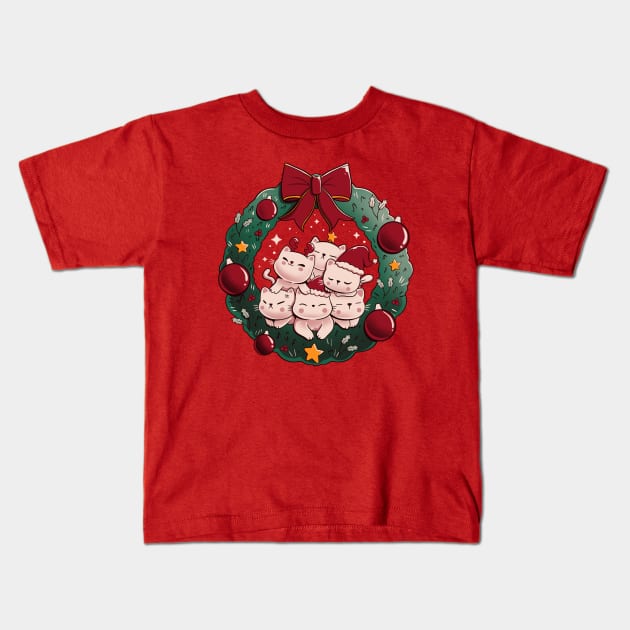 Kitty Garland Cat Christmas by Tobe Fonseca Kids T-Shirt by Tobe_Fonseca